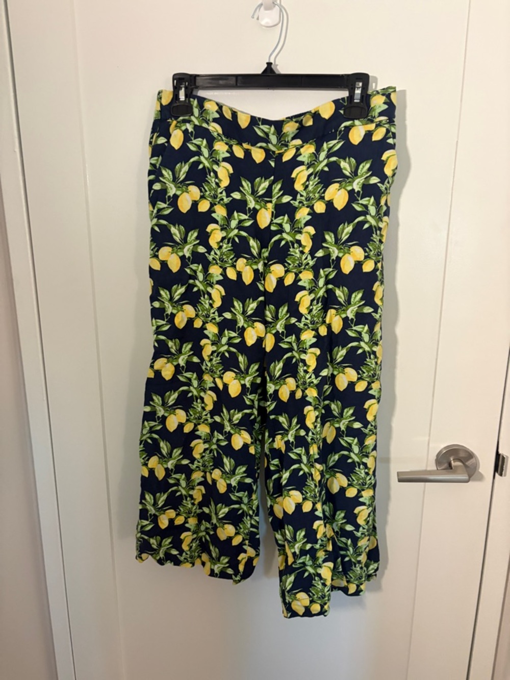LOFT NWOT Navy Lemon Print Wide-Leg Pants